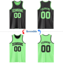 Load image into Gallery viewer, Custom Reversible Black Pea Green Double Side Authentic Basketball Jersey
