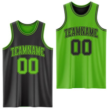 Load image into Gallery viewer, Custom Reversible Black Aurora Green Double Side Authentic Basketball Jersey
