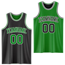 Load image into Gallery viewer, Custom Reversible Black Grass Green-White Double Side Authentic Basketball Jersey
