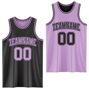 Custom Reversible Black Light Purple Double Side Authentic Basketball Jersey