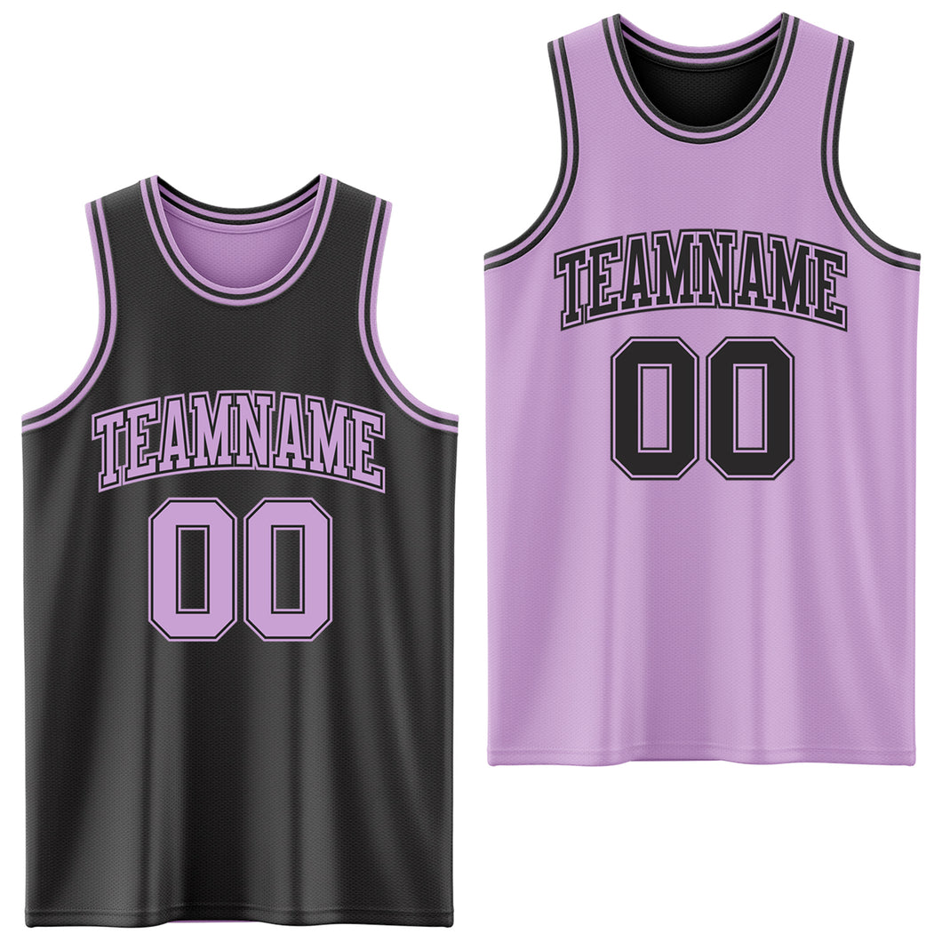 Custom Reversible Black Light Purple Double Side Authentic Basketball Jersey