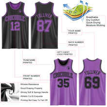 Load image into Gallery viewer, Custom Reversible Black Medium Purple Double Side Authentic Basketball Jersey
