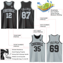 Load image into Gallery viewer, Custom Reversible Black Silver Double Side Authentic Basketball Jersey
