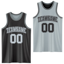 Load image into Gallery viewer, Custom Reversible Black Silver Double Side Authentic Basketball Jersey
