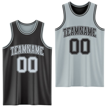 Custom Reversible Black Silver Double Side Authentic Basketball Jersey