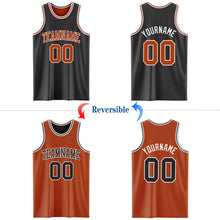 Load image into Gallery viewer, Custom Reversible Black Texas Orange-White Double Side Authentic Basketball Jersey
