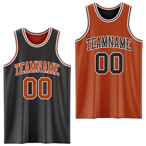 Custom Reversible Black Texas Orange-White Double Side Authentic Basketball Jersey