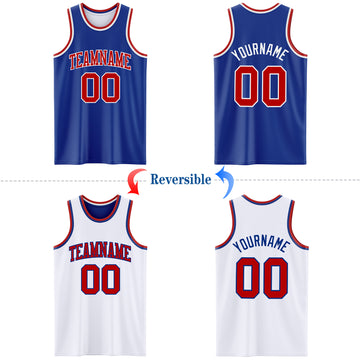 Custom Royal Red-White Reversible Double Side Basketball Jersey