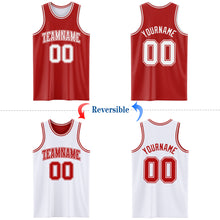 Laden Sie das Bild in den Galerie-Viewer, Custom Red White Reversible Double Side Basketball Jersey
