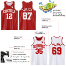 Laden Sie das Bild in den Galerie-Viewer, Custom Red White Reversible Double Side Basketball Jersey
