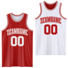 Laden Sie das Bild in den Galerie-Viewer, Custom Red White Reversible Double Side Basketball Jersey
