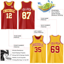 Laden Sie das Bild in den Galerie-Viewer, Custom Red White-Gold Reversible Double Side Basketball Jersey
