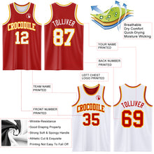 Laden Sie das Bild in den Galerie-Viewer, Custom Red White-Gold Reversible Double Side Basketball Jersey
