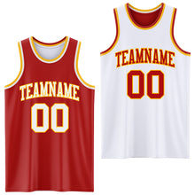 Laden Sie das Bild in den Galerie-Viewer, Custom Red White-Gold Reversible Double Side Basketball Jersey
