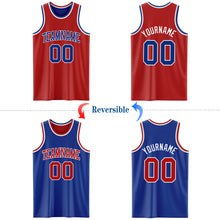 Load image into Gallery viewer, Custom Red Royal-White Reversible Double Side Basketball Jersey
