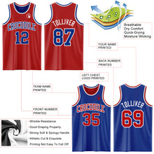 Load image into Gallery viewer, Custom Red Royal-White Reversible Double Side Basketball Jersey
