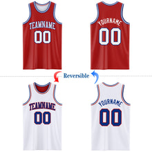 Laden Sie das Bild in den Galerie-Viewer, Custom Red White-Royal Reversible Double Side Basketball Jersey
