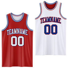 Загрузить изображение в средство просмотра галереи, Custom Red White-Royal Reversible Double Side Basketball Jersey
