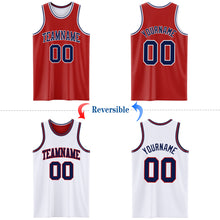 Загрузить изображение в средство просмотра галереи, Custom Red Navy-White Reversible Double Side Basketball Jersey
