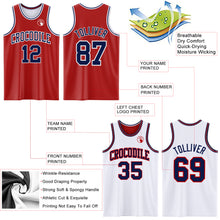 Charger l&#39;image dans la galerie, Custom Red Navy-White Reversible Double Side Basketball Jersey
