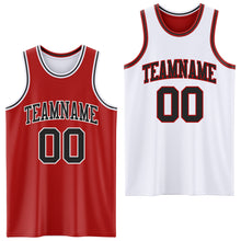 Laden Sie das Bild in den Galerie-Viewer, Custom Red Black-White Reversible Double Side Basketball Jersey
