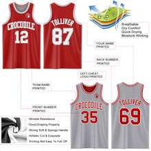 Load image into Gallery viewer, Custom Red White-Gray Reversible Double Side Basketball Jersey
