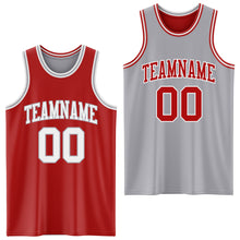 Load image into Gallery viewer, Custom Red White-Gray Reversible Double Side Basketball Jersey
