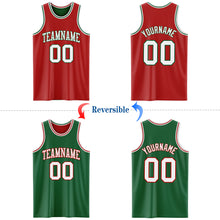 Load image into Gallery viewer, Custom Red White-Kelly Green Reversible Double Side Basketball Jersey
