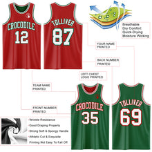 Laden Sie das Bild in den Galerie-Viewer, Custom Red White-Kelly Green Reversible Double Side Basketball Jersey
