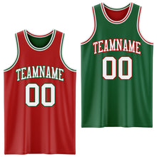 Load image into Gallery viewer, Custom Red White-Kelly Green Reversible Double Side Basketball Jersey
