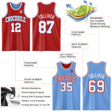 Load image into Gallery viewer, Custom Red White-Light Blue Reversible Double Side Basketball Jersey
