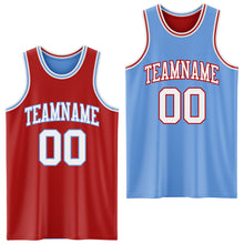 Load image into Gallery viewer, Custom Red White-Light Blue Reversible Double Side Basketball Jersey
