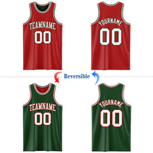 Load image into Gallery viewer, Custom Red White-Green Reversible Double Side Basketball Jersey
