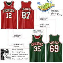 Load image into Gallery viewer, Custom Red White-Green Reversible Double Side Basketball Jersey
