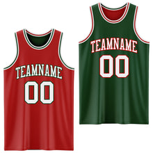 Laden Sie das Bild in den Galerie-Viewer, Custom Red White-Green Reversible Double Side Basketball Jersey
