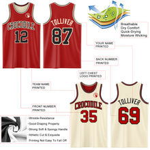 Laden Sie das Bild in den Galerie-Viewer, Custom Red Black-Cream Reversible Double Side Basketball Jersey
