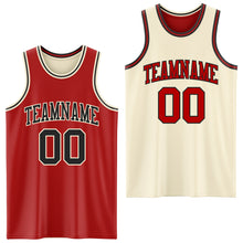 Laden Sie das Bild in den Galerie-Viewer, Custom Red Black-Cream Reversible Double Side Basketball Jersey
