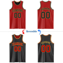 Charger l&#39;image dans la galerie, Custom Red Black-Old Gold Reversible Double Side Basketball Jersey
