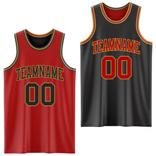 Charger l&#39;image dans la galerie, Custom Red Black-Old Gold Reversible Double Side Basketball Jersey
