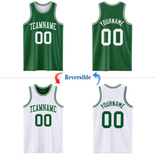 Load image into Gallery viewer, Custom Reversible Kelly Green White Double Side Basketball Jersey
