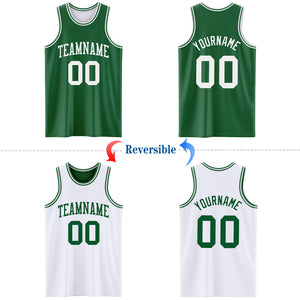 Custom Reversible Kelly Green White Double Side Basketball Jersey