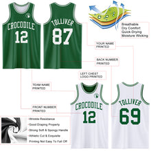 Load image into Gallery viewer, Custom Reversible Kelly Green White Double Side Basketball Jersey
