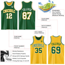 Load image into Gallery viewer, Custom Reversible Kelly Green White-Gold Double Side Basketball Jersey
