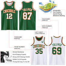 Load image into Gallery viewer, Custom Reversible Kelly Green White-Orange Double Side Basketball Jersey
