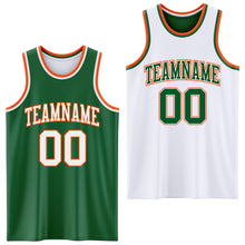 Load image into Gallery viewer, Custom Reversible Kelly Green White-Orange Double Side Basketball Jersey
