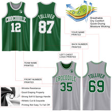 Load image into Gallery viewer, Custom Reversible Kelly Green White-Gray Double Side Basketball Jersey
