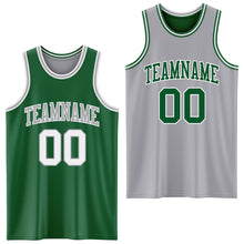 Load image into Gallery viewer, Custom Reversible Kelly Green White-Gray Double Side Basketball Jersey
