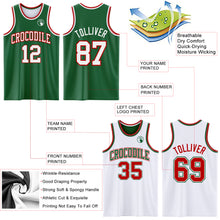 Load image into Gallery viewer, Custom Reversible Kelly Green White-Red Double Side Basketball Jersey
