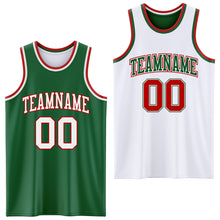 Load image into Gallery viewer, Custom Reversible Kelly Green White-Red Double Side Basketball Jersey
