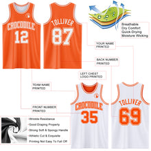 Load image into Gallery viewer, Custom Reversible Orange White Double Side Basketball Jersey
